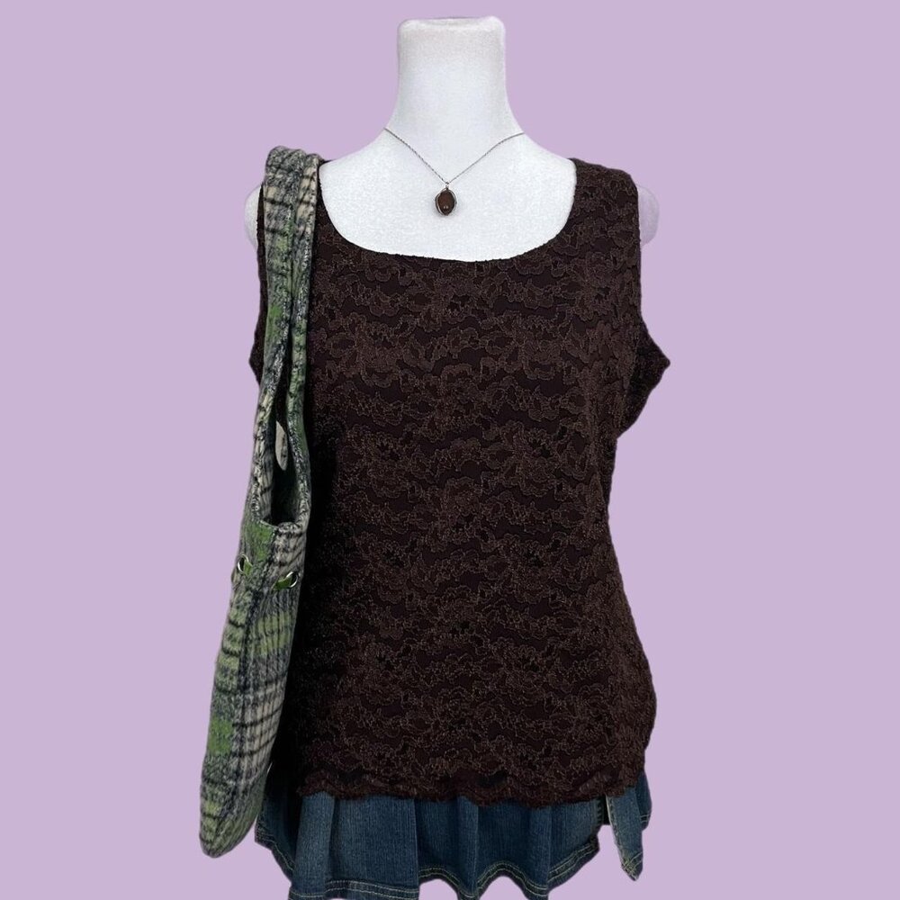 brown floral lace top